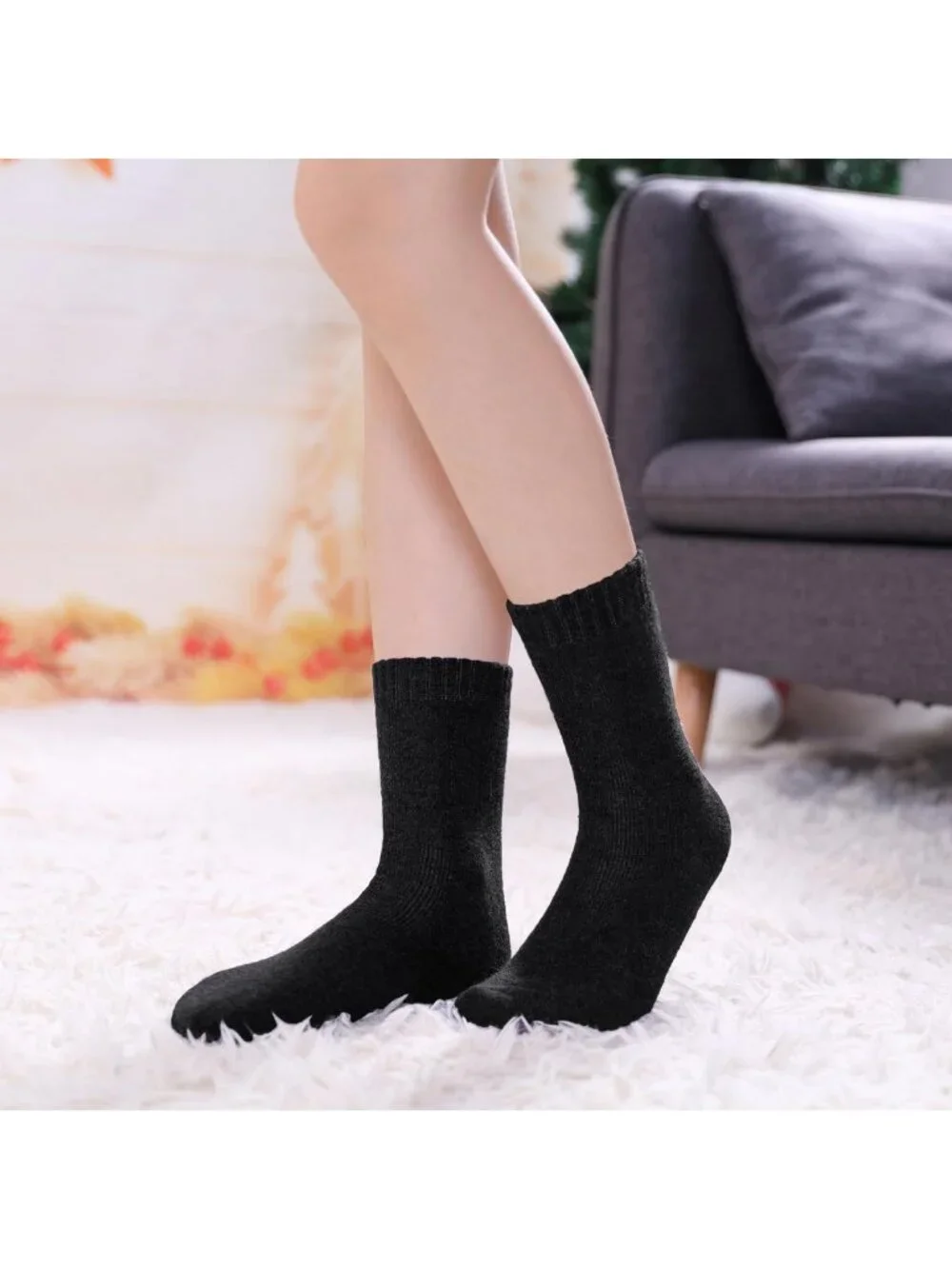 Cozy Winter Wool Socks for Women - Thick Warm Hiking Boot Crew - 5 Pairs Gift